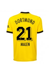 Borussia Dortmund Donyell Malen #21 Jalkapallovaatteet Kotipaita 2023-24 Lyhythihainen